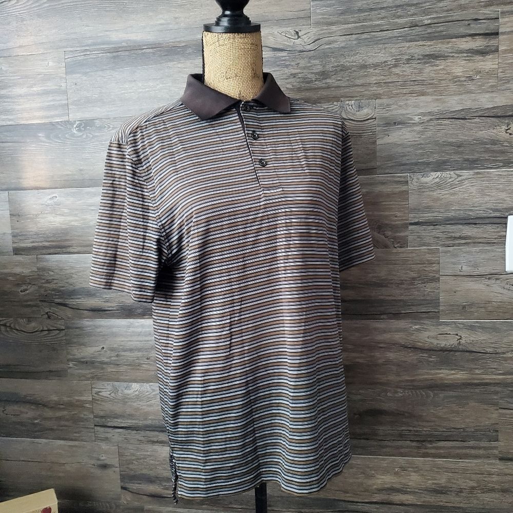Bobby Jones Golf Shirt Mens Small Brown Gold Performance